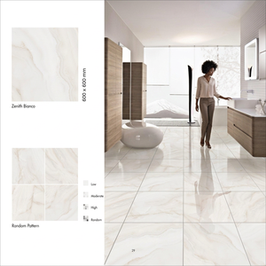 Carreaux de porcelaine vitrifiée brillants Travertino Ivory 60x60cm, aspect pierre travertin, résistants aux acides, revêtement de sol commercial haut de gamme - Product Image 3