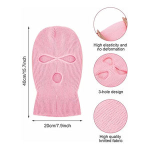 Pasamontañas de punto unisex con 3 orificios, cubrecara transpirable, impermeable, cortavientos y ajustable, gorro tipo bandit para adulto - Product Image 3