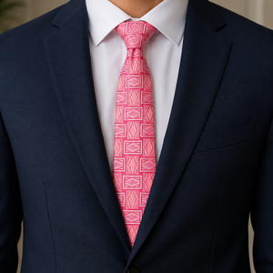 Corbata de Poliéster Jacquard Geométrica Rosa Ecológica de Primera Calidad |   Accesorio Formal para Hombre, Talla Personalizada, para Bodas, Fiestas y Negocios - Product Image 1