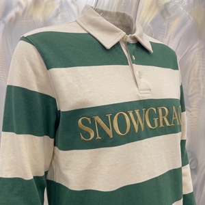 เสื้อโปโลแขนยาวลายทางสโนว์เกรซ คอปกพับได้ ปักโลโก้ ผู้ชาย ทรงปกติ ใส่ได้ทุกฤดู - Product Image 5