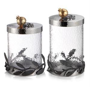Frasco Redondo de Vidrio con Detalle de Flor Dorada, Recipiente de Almacenamiento Artesanal para Uso en la Cocina - Product Image 5