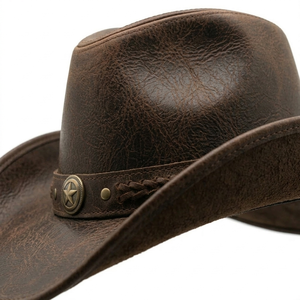 Sombreros para Hombre, Sombrero de Cuero Negro Oscuro, Sombreros Vaqueros de Moda, Venta al por Mayor, Hechos a Medida en Pakistán - Product Image 3