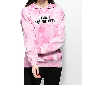 เสื้อฮู้ดดี้สีชมพูพิมพ์ลาย "Thanks For Nothing" ทรงหลวมสบายๆ ผ้าฝ้ายถัก เหมาะสำหรับใส่ในฤดูใบไม้ร่วง - Product Image 1