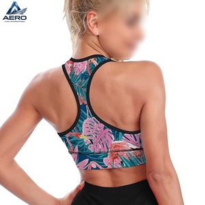 Moisture-Wicking Graphic Art Black Trim Breathable High Stretch Workout Gym Fitness Wear Good Supplier New Arrival Fitness <b>Bra</b> - Product Image 4