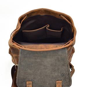 Distressed Genuine Leather Laptop <b>Backpack</b> <b>Waterproof</b> Anti-Theft Travel Rucksack Rugged Leather Bag LBP-0360 - Product Image 5