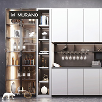 Vitrine à vin moderne de luxe en verre avec éclairage LED et porte vitrée, meuble à vin pour la maison, buffet de salle à manger
