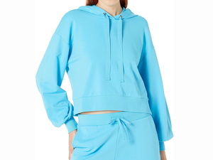 Sudadera Corta con Capucha para Mujer, Manga Larga, Color Sólido, Tejida, con Mangas Farol, para Otoño - Product Image 3