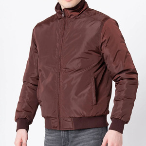 Blouson bomber uni pour homme, col montant, fermeture éclair, style décontracté, vêtement d'automne, coupe-vent, rembourrage en polyester - Product Image 6
