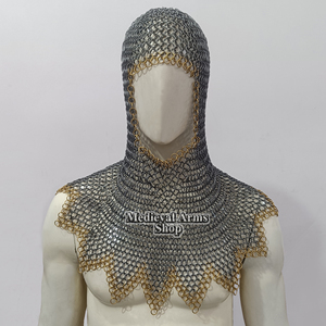 Capucha de Cota de Mídas Medieval de Acero Suave 09mm con Anillos Empalmados Hecha a Mano para Armadura de Caballero, Reenactamiento, Traje de Festival, Disfraz de Halloween - Product Image 2