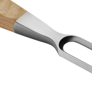 Fourchette à découper de 6,5 pouces en acier inoxydable à deux dents avec manche en bois de Pakka blond pour rôtir la dinde, le jambon et la volaille - Product Image 5