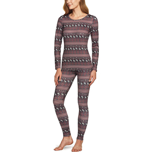 Oem Custom <b>Women</b> Stretch <b>Thermal</b> <b>Underwear</b> Set Soft Scoop Neck Base Layer Thin Long Johns - Product Image 1