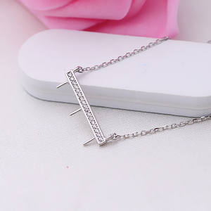 Chaîne de pendentif en argent S925 pour femme, collier claviculaire de 7 à 8 pouces, pendentif ECG, plateau à perles 286, accessoires de bijoux de corps DIY tendance - Product Image 4
