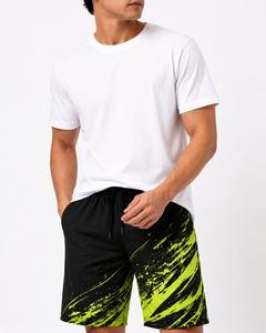 Shorts de sport respirants pour hommes à fermeture éclair, taille mi-haute, séchage rapide, cordon de serrage à la taille, longueur Bermuda, motif uni, tissu tricoté 120g - Product Image 5
