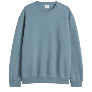 Sweat-shirt en molleton doublé en coton uni à col rond et manches longues pour homme, coupe-vent et imperméable, avec logo personnalisé, idéal pour l'hiver - Product Image 1
