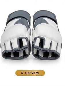 Gants de MMA en cuir PU gris, demi-doigts, équipement d'entraînement de boxe avec support de poignet en velcro - Product Image 4