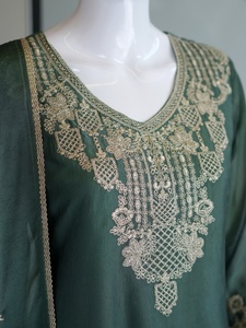 ชุดสัลวาร์ คามีซปักลายสีเขียวสำหรับผู้หญิง เสื้อผ้าสไตล์ปากีสถาน แบบกลับด้านได้ แห้งเร็ว ยืดหยุ่น เหมาะสำหรับงานปาร์ตี้และงานแต่งงาน - Product Image 3