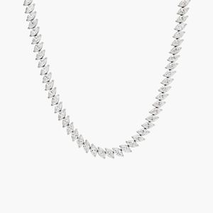 Tennis <b>Necklace</b> With 19 CTW Marquise Cut Lab-Grown Diamonds In Yellow Gold - Product Image 1