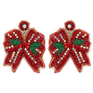 New <b>Red</b> And Green Beaded Drop Pearl <b>Earrings</b> Tassel <b>Earrings</b> Asymmetric Elegant Beaded <b>Earrings</b> for Girls From India - Product Image 1