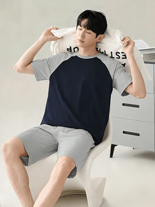Men's/Women's Couple Style Vintage Casual Jersey Printed Short Sleeve 100% Cotton Eco-Friendly Breathable Solid 180g Loungewear - Product Image 6
