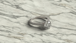 Round Brilliant Cut Solitaire Engagement <b>Ring</b> 18K 14K Gold Plated Pave Round Brilliant Cut Lab Grown Diamond Shank <b>Ring</b> <b>Band</b> - Product Image 3
