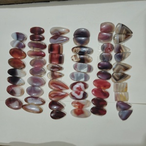 Paires de cabochons en agate naturelle certifiée, pierres précieuses de formes variées, polies, en vrac, 20-45 mm, 8-12 g, pour la fabrication de bijoux - Product Image 3