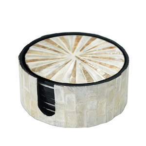 Posavasos de diseño fabuloso con incrustaciones de nácar, 300 mm de diámetro, antideslizante, diseño glamuroso en negro y nácar. - Product Image 5