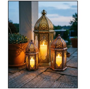 Home Decor Gold Iron <b>Lantern</b> Modern Design Indoor Outdoor Christmas Durable Eco-Friendly 2 Color <b>Candle</b> <b>Lantern</b> Wholesale - Product Image 1
