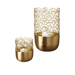 Pot porte-bougie en laiton doré avec couvercle, récipient métallique cylindrique martelé, organisateur de bureau, parfait pour la décoration de table - Product Image 2