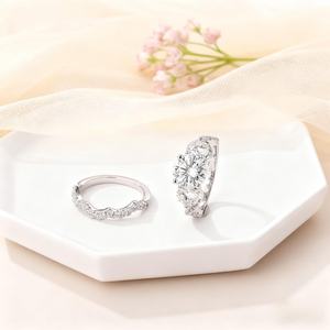 Romantic Moissanite Round Cut Dual Proposal <b>Ring</b> <b>Set</b> For Women's Original 925 <b>Silver</b> Fine for Anniversary Gift For Partners - Product Image 5