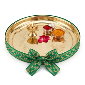 ริบบิ้นผ้าเมทัลลิกสีเขียวมรกตขนาด 25 มม. ลายทอง จากนีลคามัล อินดัสทรีส์ สำหรับตกแต่งเสื้อผ้า งานออกแบบ และงาน DIY - Product Image 2