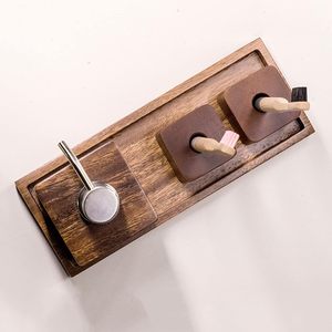 Eco-Friendly Bamboo Wooden Four-piece Elegant Bathroom Accessories <b>Set</b> Luxury Wood <b>Soap</b> Dispenser Toothbrush Holder Tray Hotel - Product Image 4