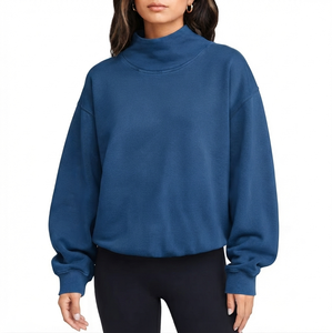 Sweat-shirt oversize en molleton 100 % coton pour femme - Coupe décontractée, manches longues, style streetwear, coupe-vent et respirant - Product Image 1