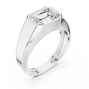 DECORAL 3CT Moissanite <b>Ring</b> <b>Emerald</b> Cut Bezel Setting D Color VVS1 S925 <b>Silver</b> Promise Wedding Band for Men Women - Product Image 2