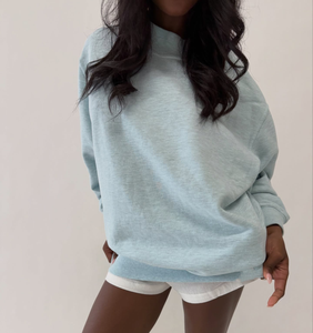 Sweat-shirt en molleton à col montant Y2K pour femme, avec lettres brodées sur le devant, vente en gros - Product Image 2