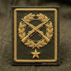 Écusson brodé à la main en fil d'or, couronne croisée, étoile en feutre vert olive, insignes sur mesure, service personnalisé - Product Image 1