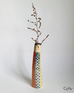 Vase en céramique artisanal unique avec motif visage, style bohème, glaçure peinte, 16-24 pouces, décoration de table - Product Image 1