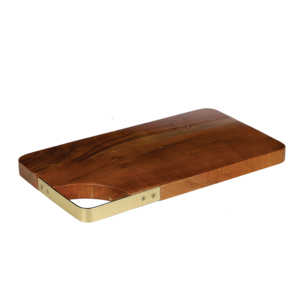 Planche à découper en bois d'acacia de luxe, robuste et épaisse, pour viande et fromage, avec poignée en laiton - Product Image 1