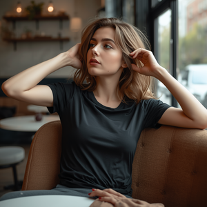 Camiseta de Mujer de 230 GSM, Mezcla de Algodón y Spandex, Corte Ajustado, Manga Corta, con Personalización OEM ODM - Product Image 1