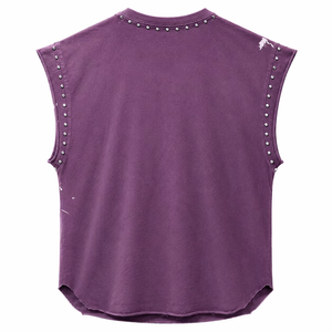 Custom Distressed Graphic DTG Printed Rhinestone <b>Tank</b> <b>Top</b> <b>Vintage</b> Sleeveless 100% Cotton Unisex OEM Wholesale Fashion - Product Image 5