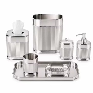 Premium Spa Metal <b>Bathroom</b> <b>Set</b> Luxury Bath Ware <b>Accessories</b> for Spa Resort Hotel Home Vanity Counter Decoration - Product Image 6