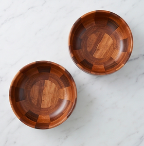 Bol rond en bois d'acacia fait main, bol à salade en bois naturel pour la maison et la cuisine - Product Image 5