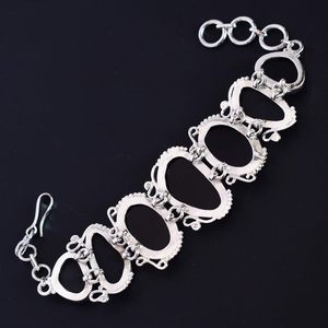 Bracelet vintage en argent sterling 925 massif avec opale, chaîne à maillons, pour femme, à porter au quotidien, bijoux fins, serti de pierres bleues irisées - Product Image 3