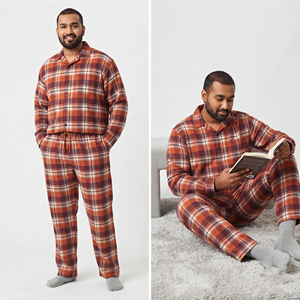 Ensemble pyjama en flanelle pour homme, manches longues, chemise boutonnée à carreaux, pantalon, 100% coton, vêtements de nuit respirants, costume à carreaux pour homme - Product Image 5