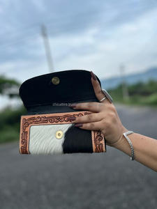 Pochette en cuir repoussé à la main à la mode Style occidental carte de crédit en cuir de vachette Long portefeuille portefeuilles de téléphone en cuir véritable de haute qualité - Product Image 6