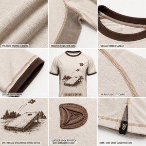 Camiseta de Torneo Personalizada Estilo Vintage para Hombre, Mezcla de Algodón y Poliéster 220GSM, con Logotipo Estampado y Parche - Product Image 6