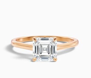 2Carat Asscher Cut Moissanite Engagement Wedding <b>Ring</b> 925 Sterling <b>Silver</b> Gold Plated <b>Solitaire</b> Vintage Inspired Elegant Luxury - Product Image 1