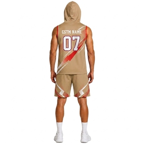Uniforme de sport personnalisé haut de gamme 7 sur 7 sans manches avec capuche et short de sport - Product Image 2