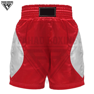 Ensemble short et maillot de boxe sans manches rouge et blanc avec logo personnalisé, short de Muay Thai respirant, tenue d'entraînement de boxe pour la salle de sport - Product Image 3