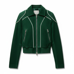 Blouson Bomber Hiver Homme Coupe Slim Col Montant Personnalisé avec Logo Frontal et Fermeture Boutonnée Coupe-Vent Respirant Style Universitaire - Product Image 1