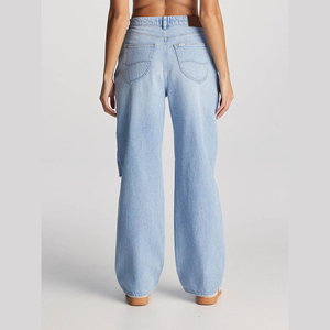 Pantalones Vaqueros de Pierna Recta y Cintura Alta para Mujer, con Logotipo Personalizado, Ajustados, Transpirables para la Temporada de Invierno, Servicio OEM, Precio Económico - Product Image 2